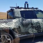 Rivian R1T with LiDAR rig seen in Palo Alto where Driver+ is developed