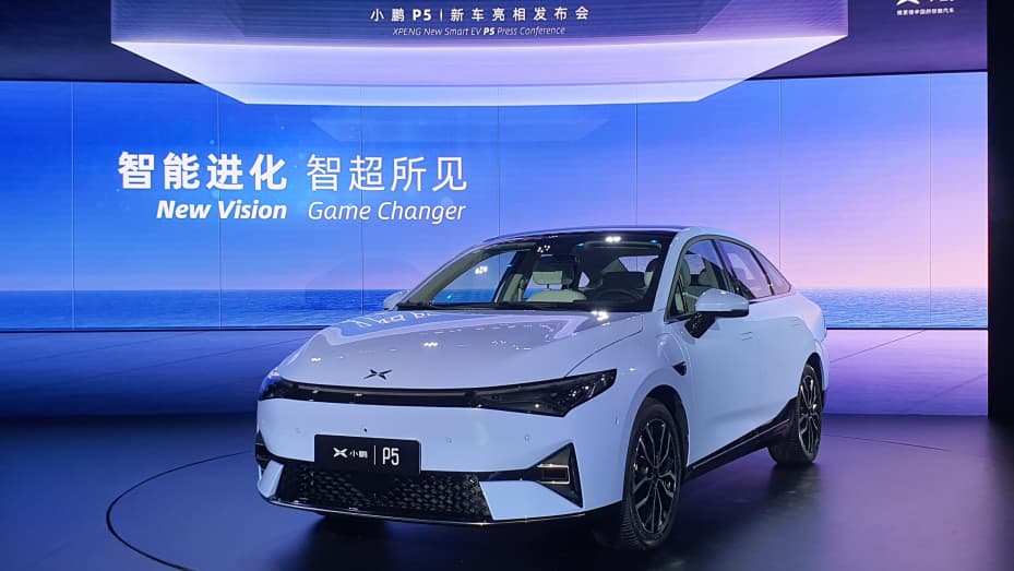 Chinese Tesla rival Xpeng launches its mass market P5 electric car in Europe